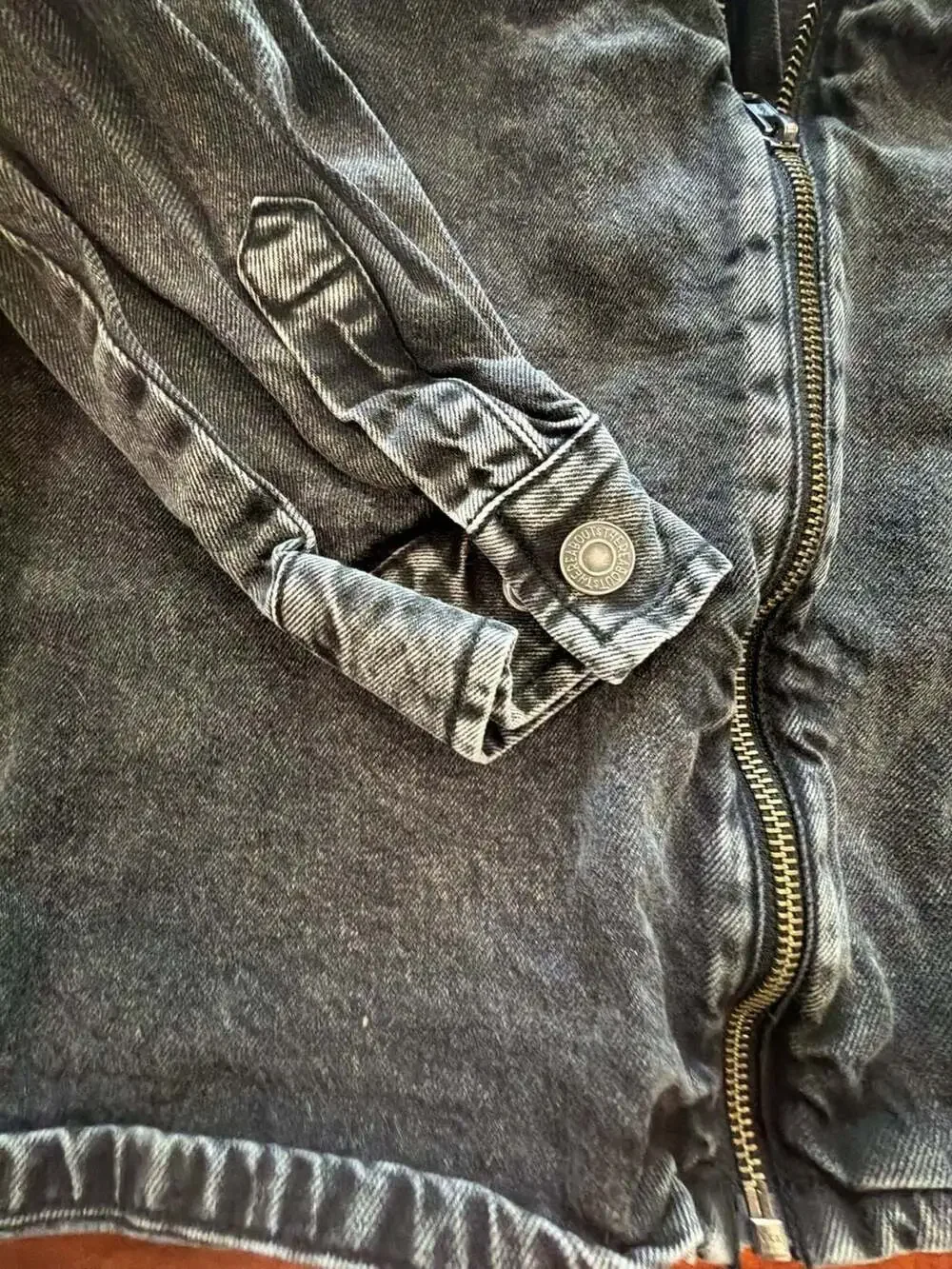 Thereabouts Black Acid Wash Denim Full Zip Utility Shirt Jacket Size L 14H/16H